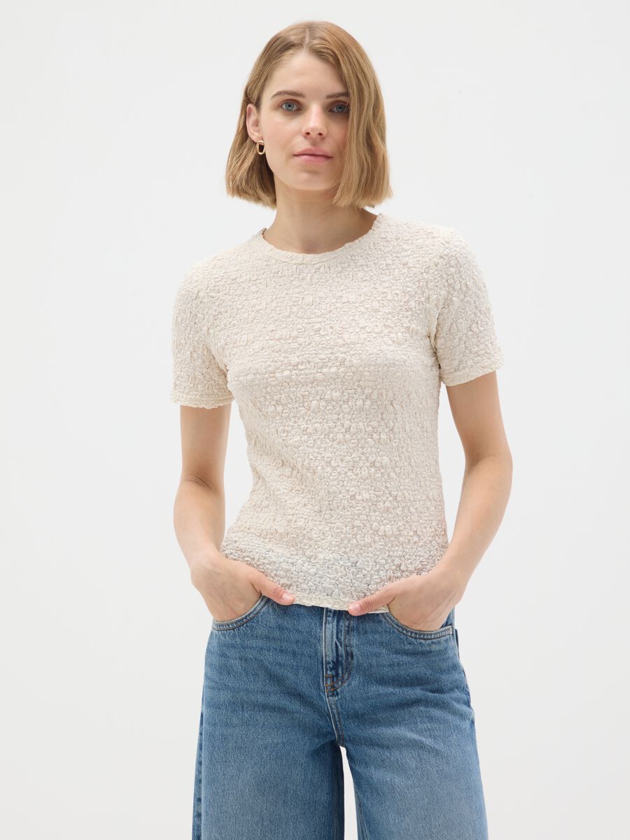T-shirt in misto cotone beige regular fit_0