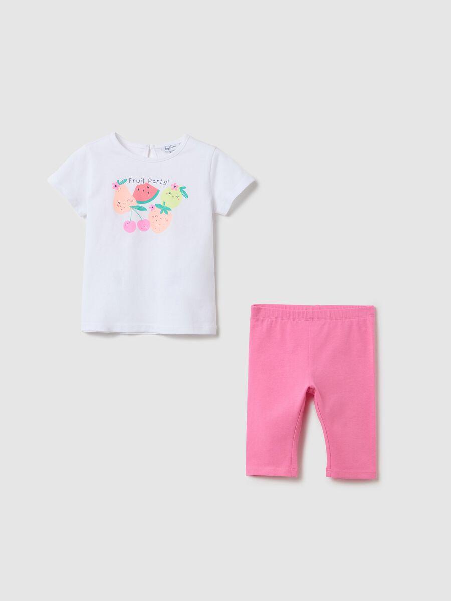 Girls’ white regular-fit jogging outfit in 100% cotton with print_0