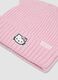 Pink ribbed stretch beanie with Hello Kitty embroidery_2