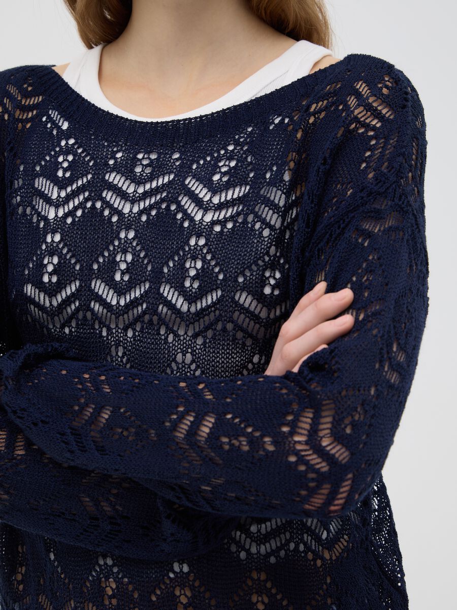 Women's Blue Regular Fit Jumper_3