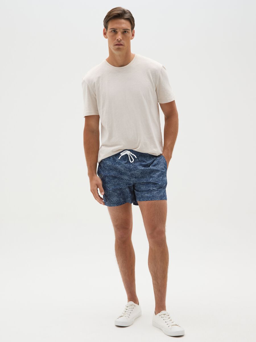 Men's regular fit multicolour fabric shorts_0