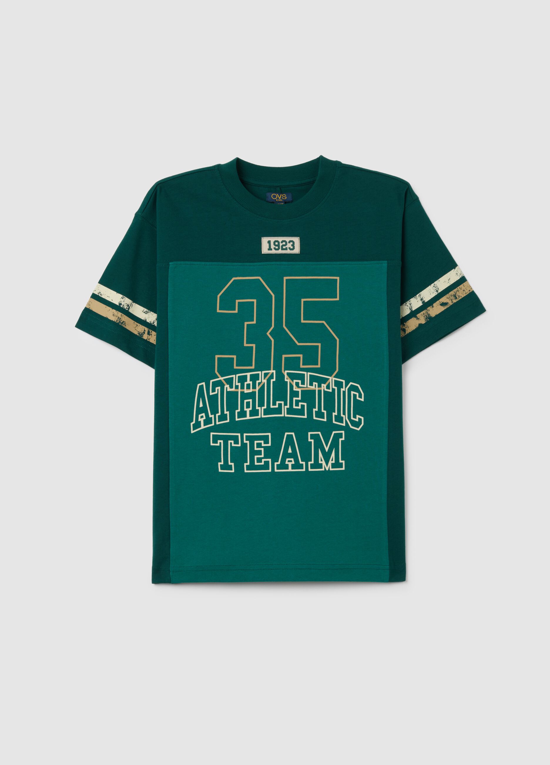 Boys' pure cotton green regular fit T-shirt