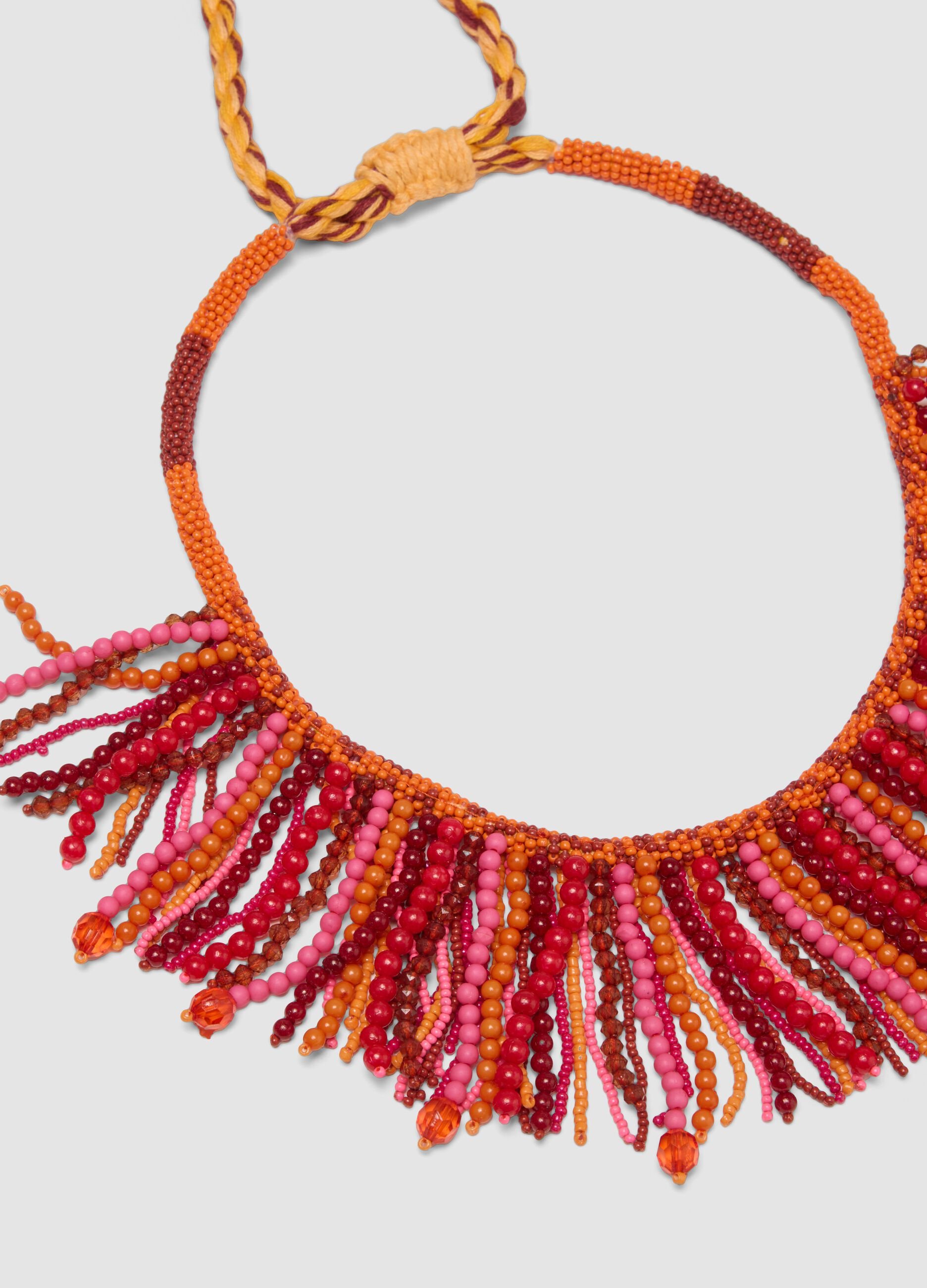 Multicolour beaded necklace with tassels