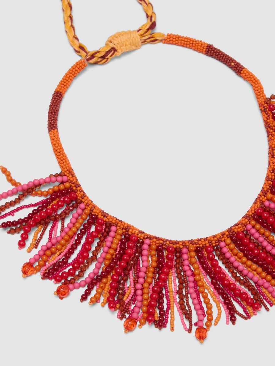 Multicolour beaded necklace with tassels_3