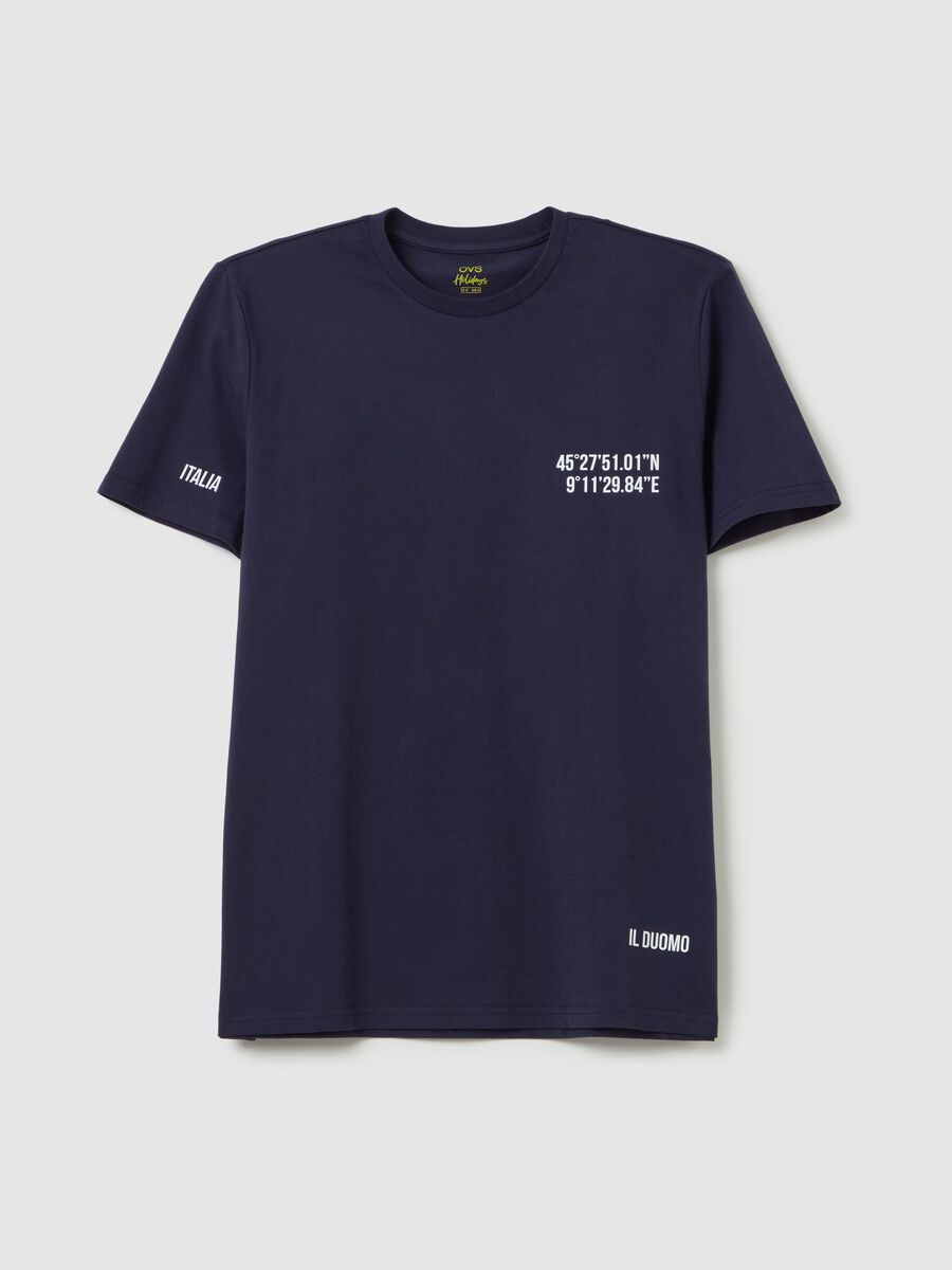 Cotton T-shirt with The Cathedral coordinates print_4