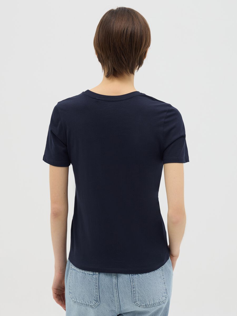 Blue T-shirt with embroidered pocket in Ovs cotton_3