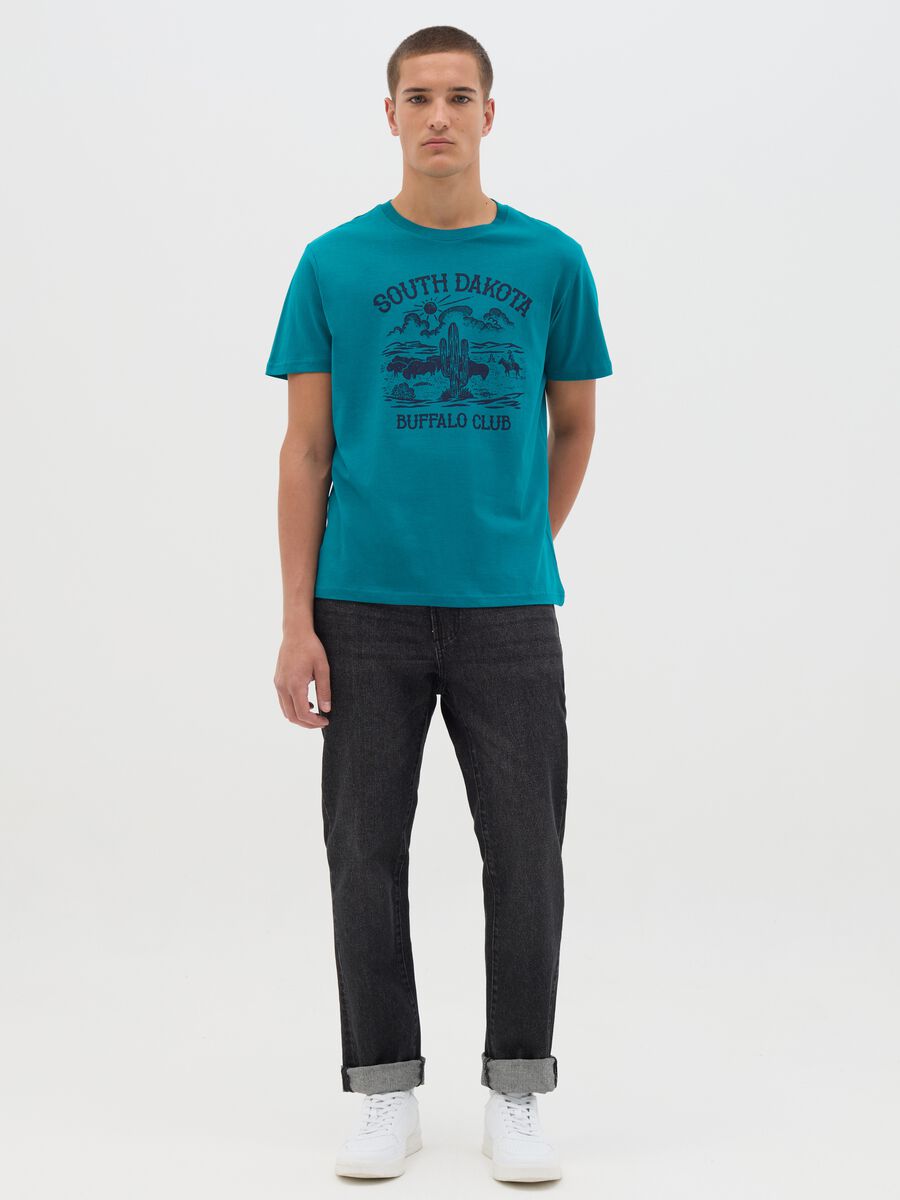 Teal South Dakota Print T-shirt by OVS_1