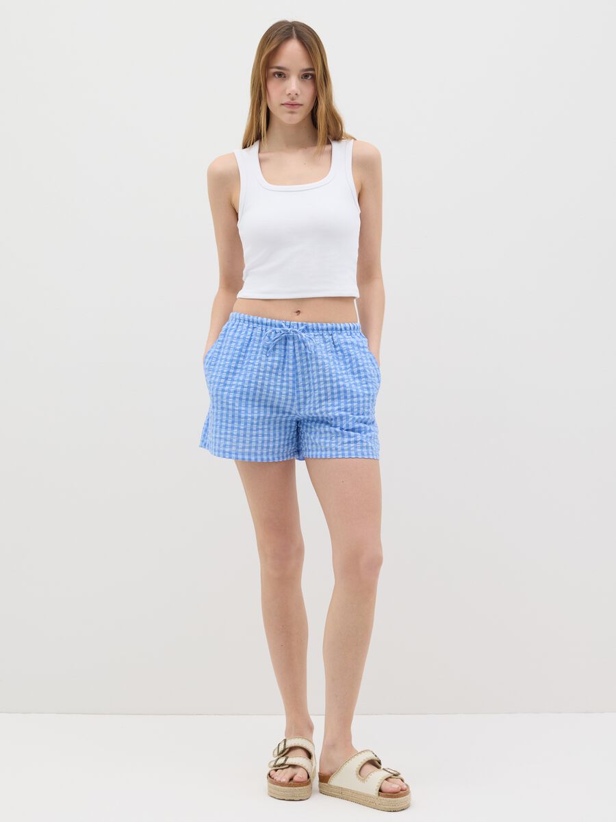 Women’s white fitted vest top in stretch cotton_1