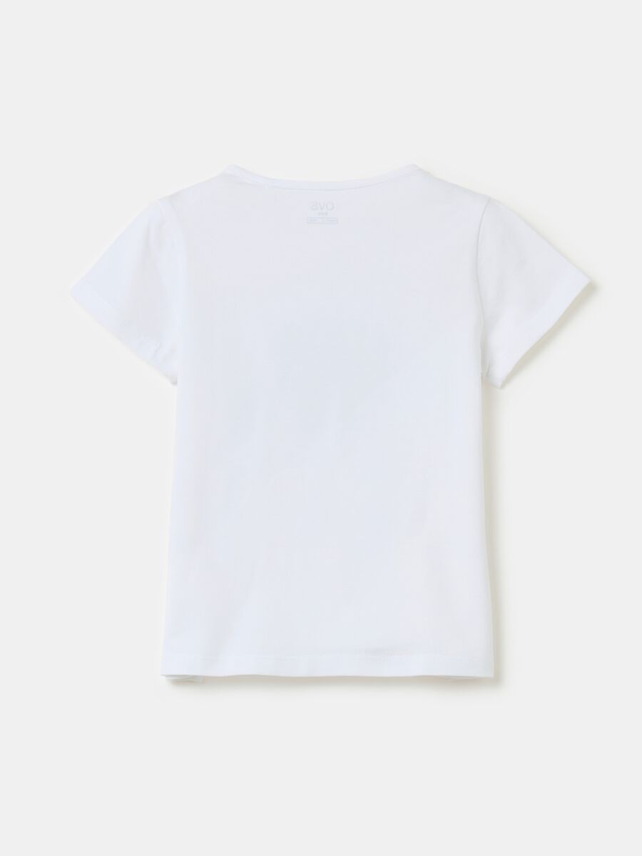Stretch cotton T-shirt with diamantés and sequins_1