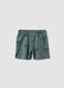 Green organic cotton shorts with palm print_1