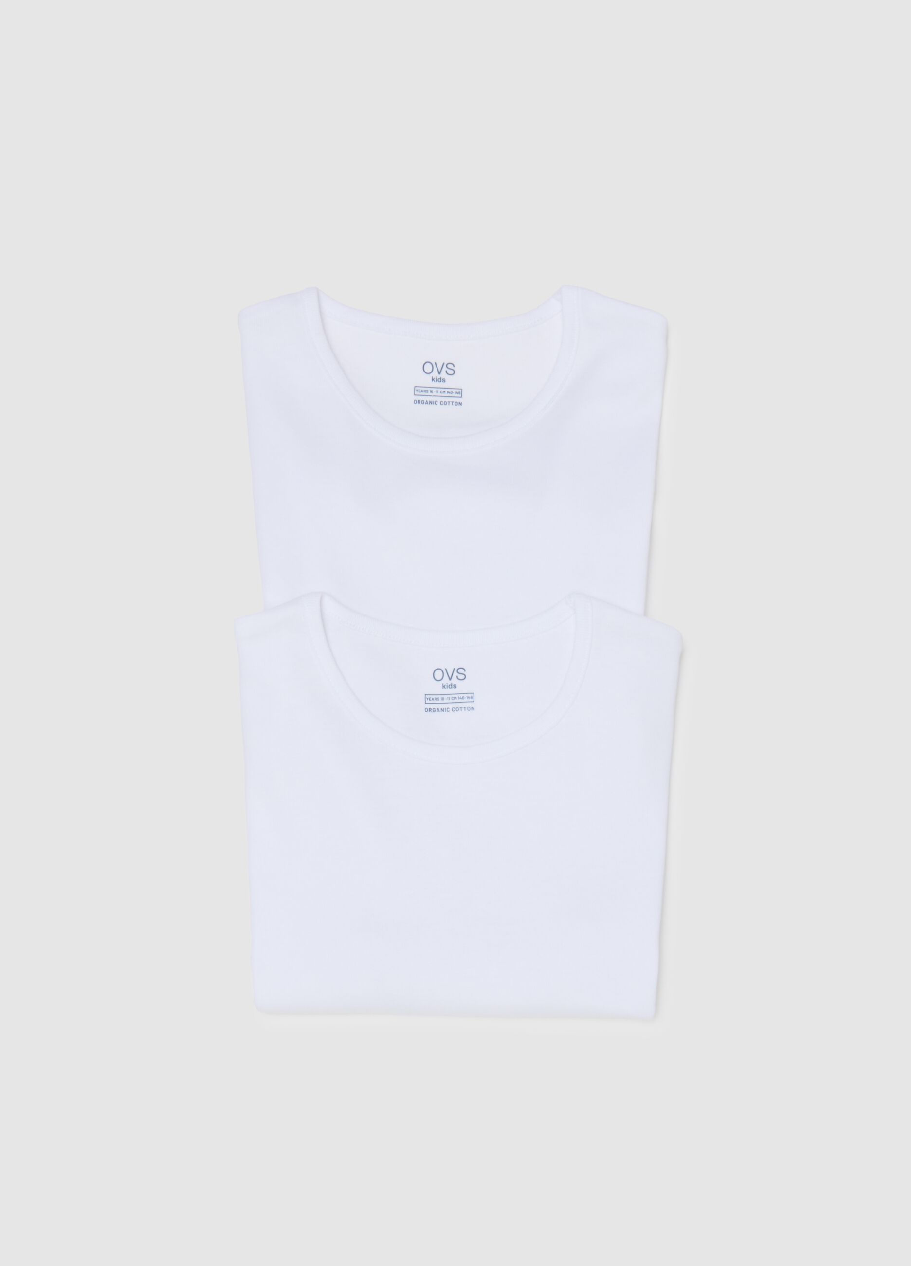 Twin pack of girls' white t-shirts in pure cotton regular fit