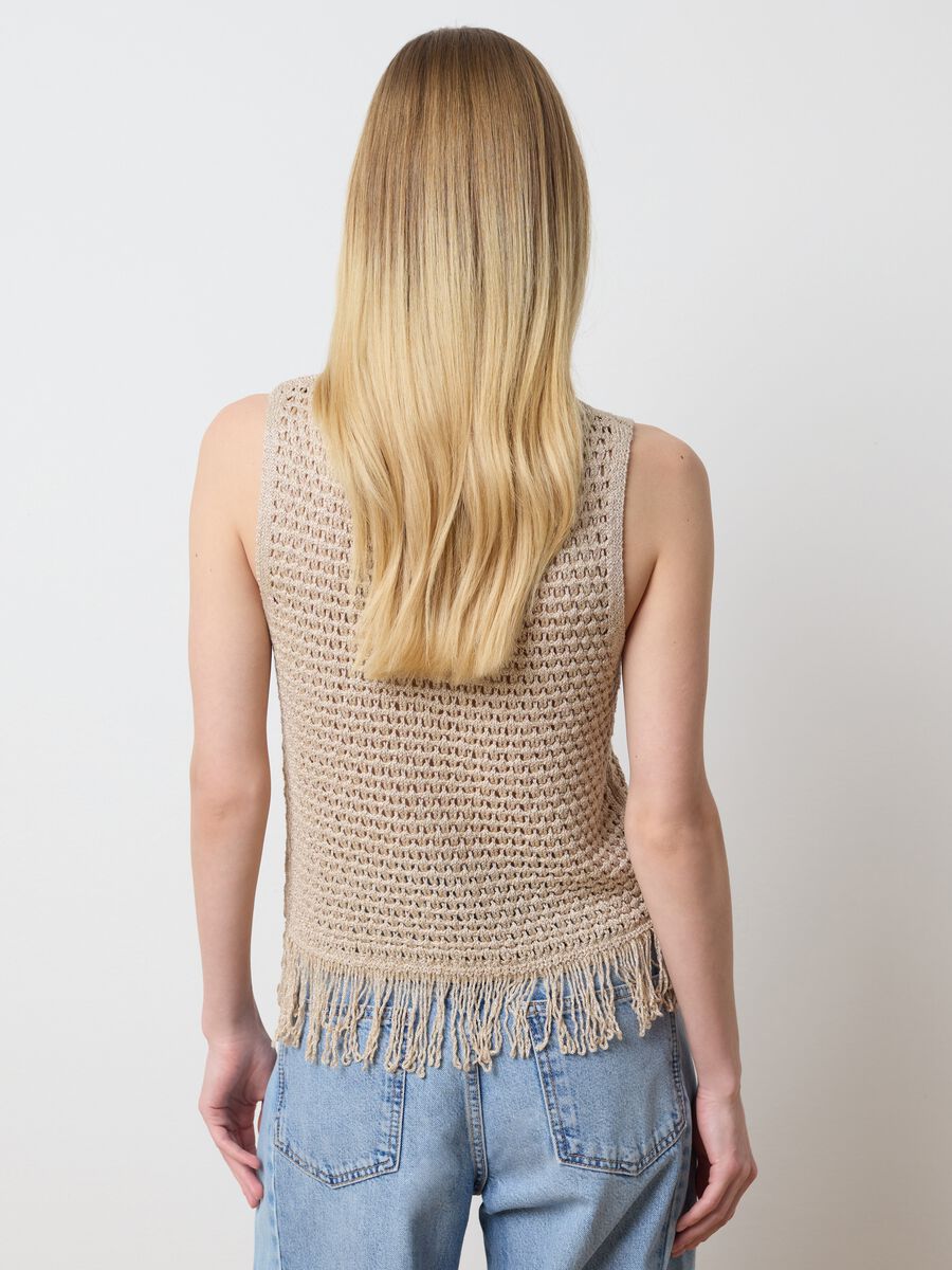 Crochet tank top in lurex with fringes_2