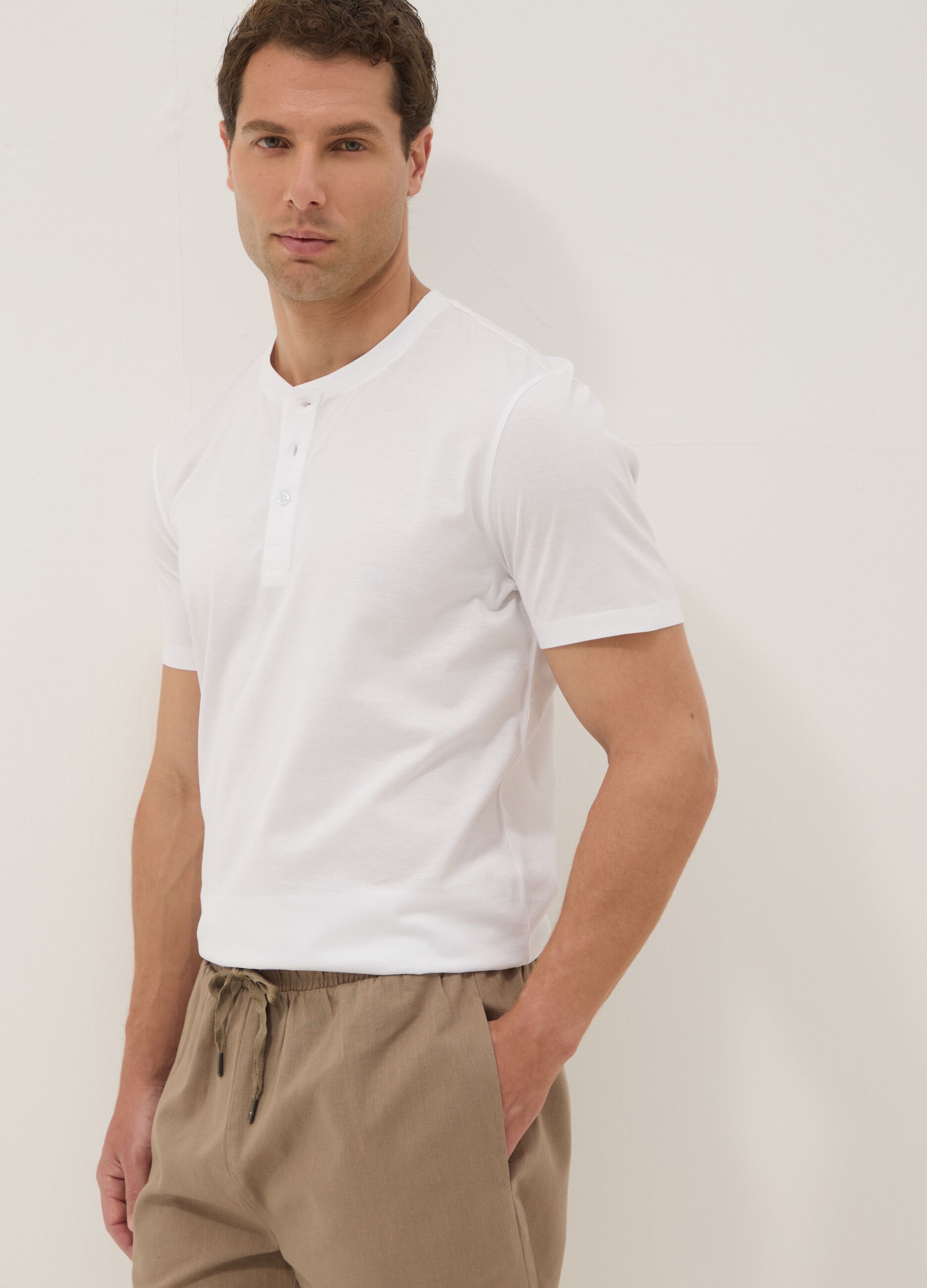 White pure cotton regular-fit T-shirt