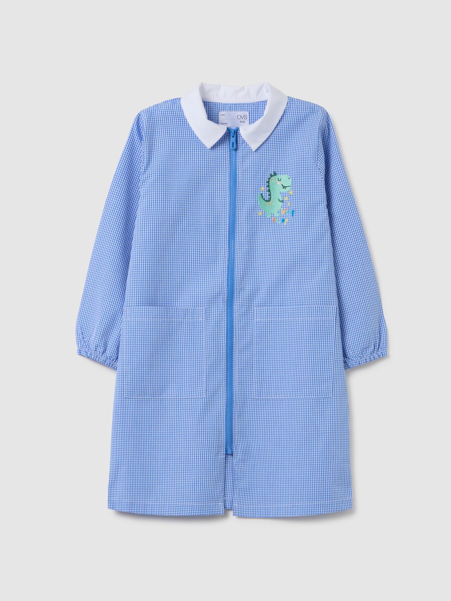 Multicolor cotton blend children's school smock with dinosaur_0