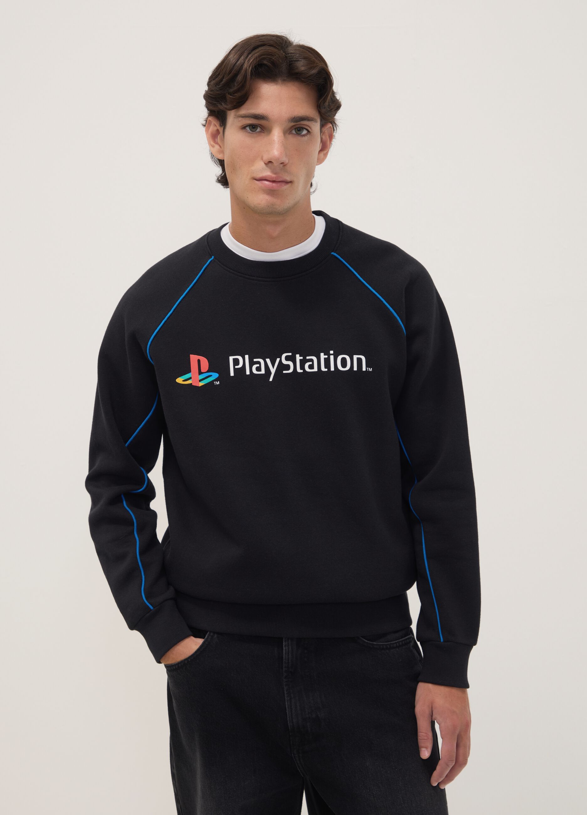Black cotton-blend sweatshirt with PlayStation print
