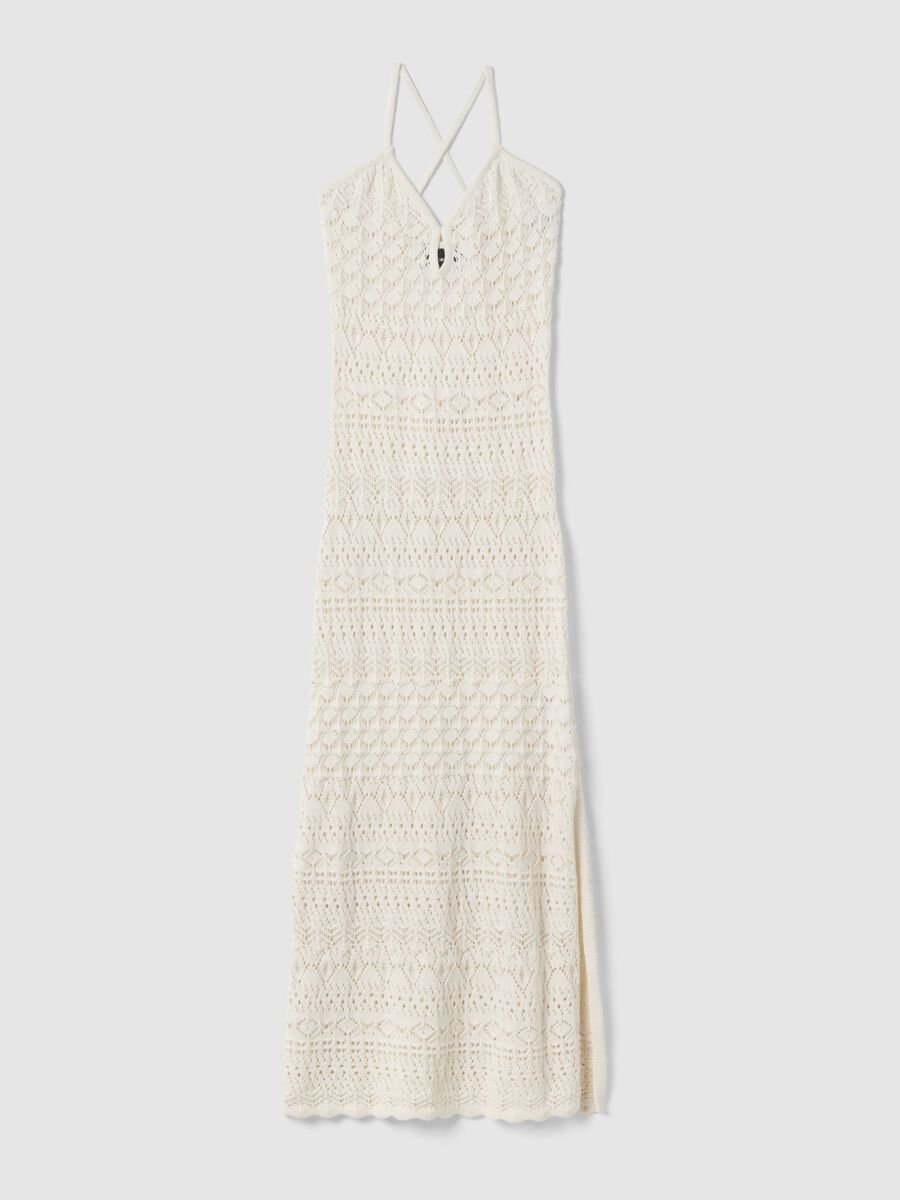 White pure cotton dress with net texture_4