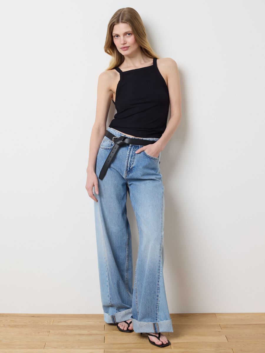 Black tank top in stretch modal_2