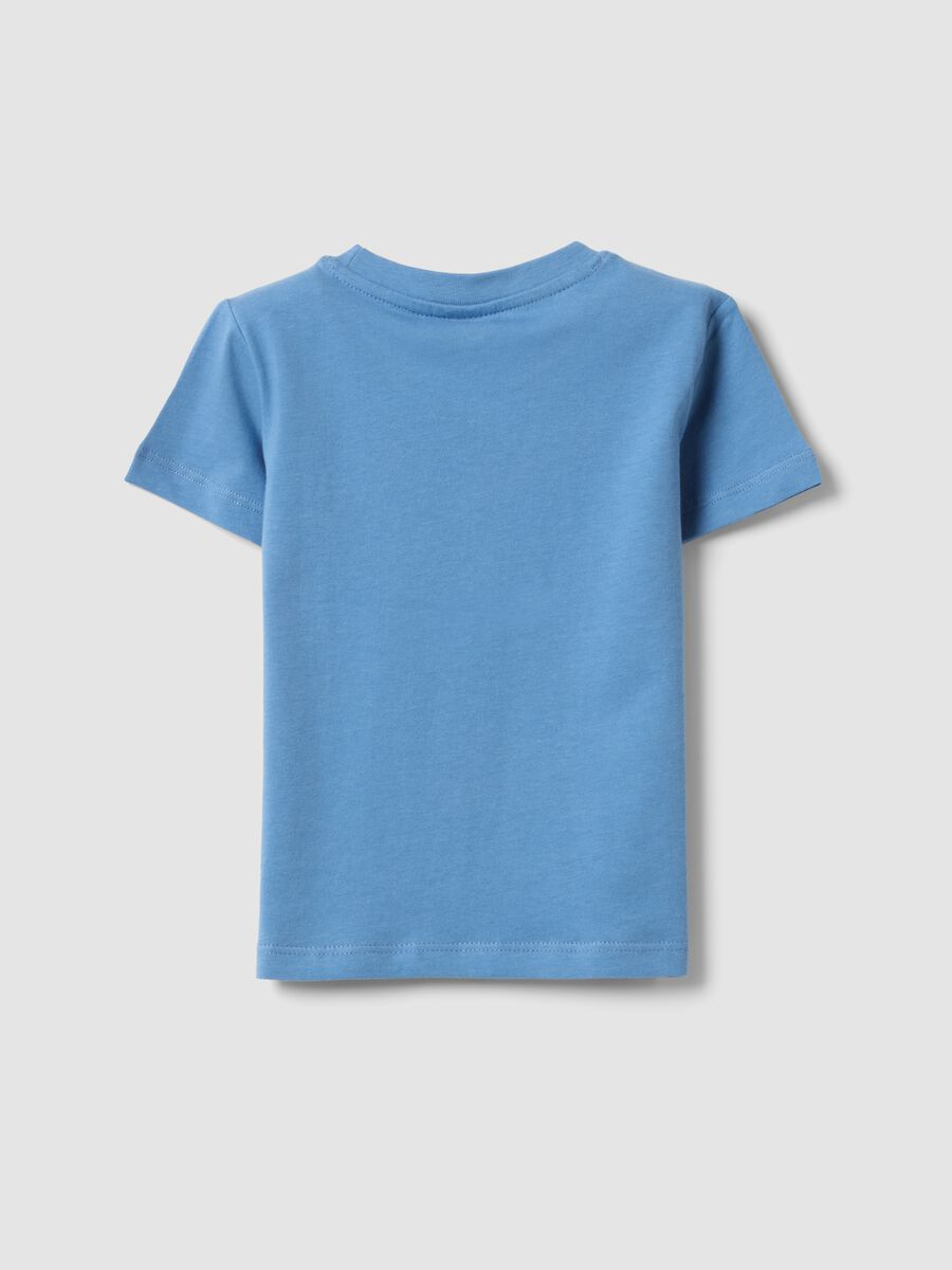 T-shirt in puro cotone azzurra da bimbo regular fit con stampa cane_1