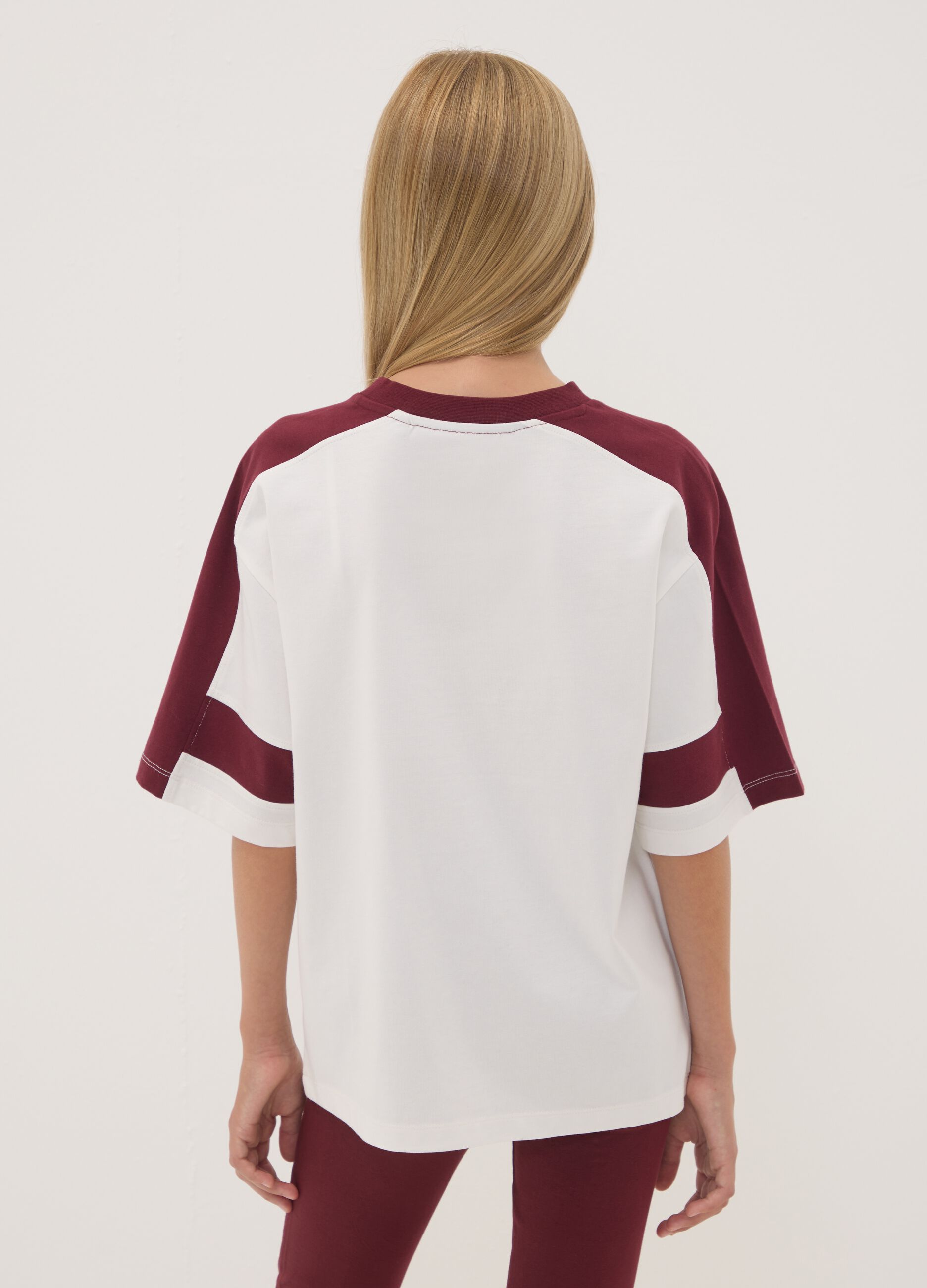 T-shirt bianca in puro cotone con girocollo
