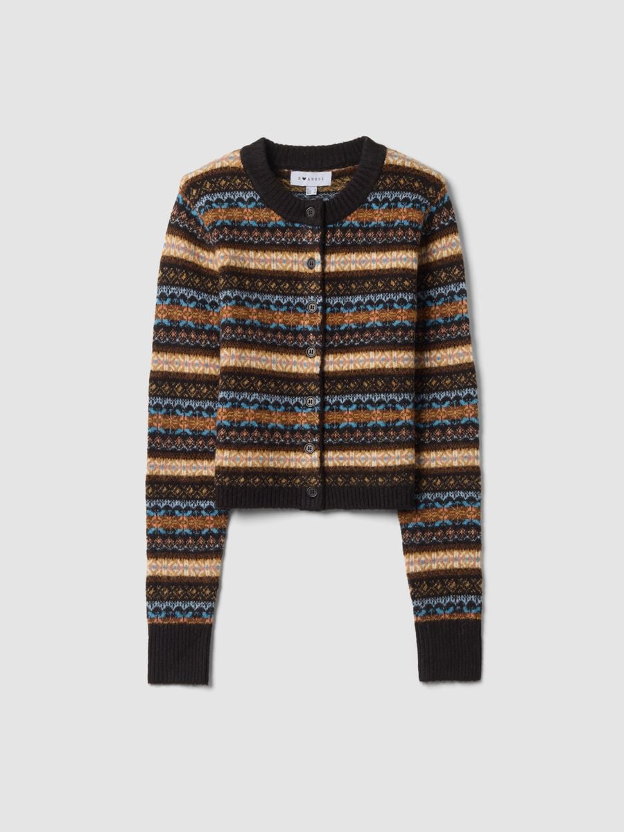 Cardigan multicolor in lana elasticizzata regular fit_0