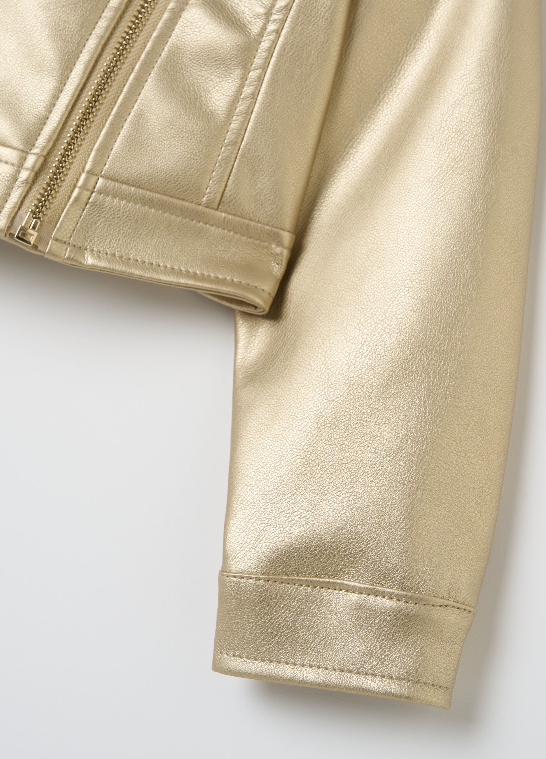 Biker jacket in golden fabric