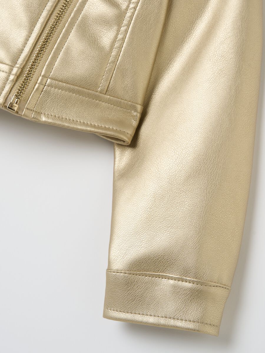 Biker jacket in golden fabric_3