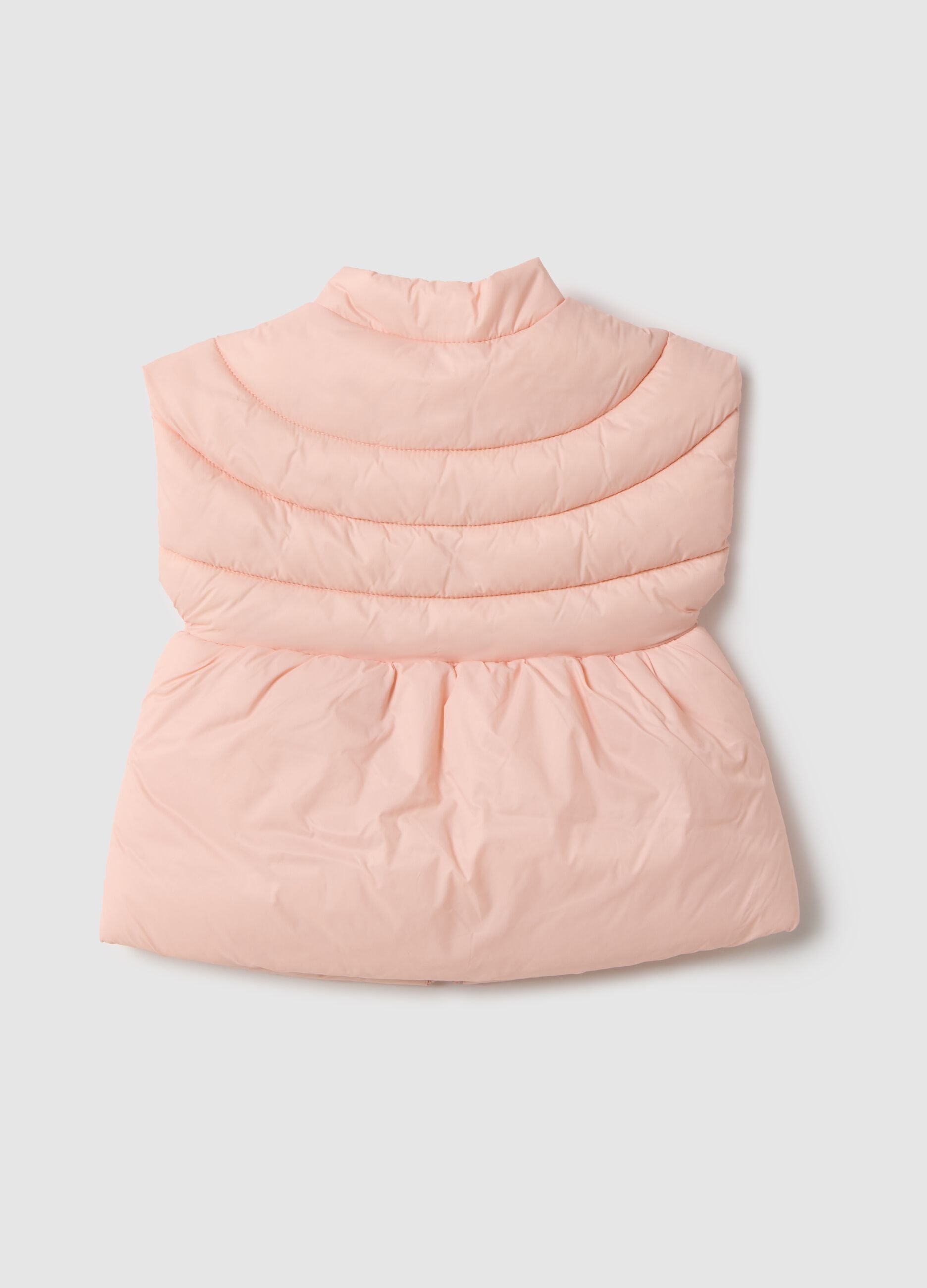 Pink padded vest for little girl with regular fit