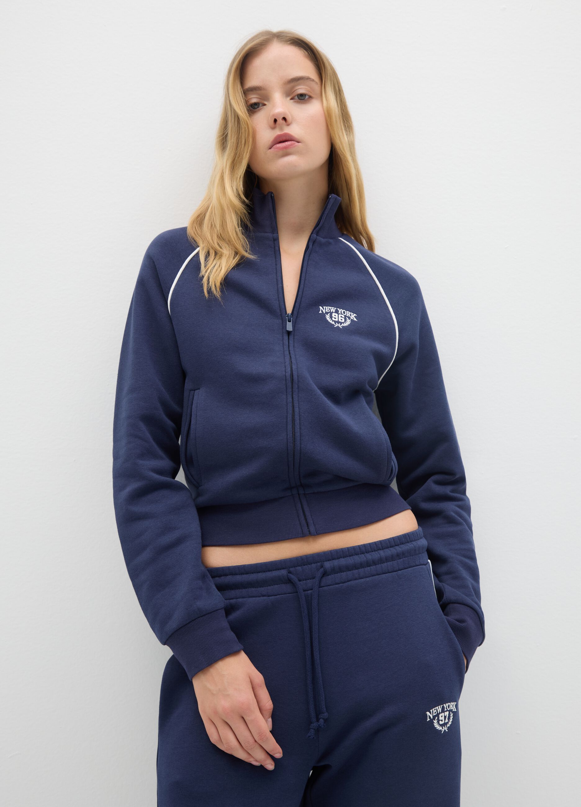 Blue cotton blend sweatshirt regular fit