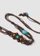 Brown braided belt with beads and decorative stones_1