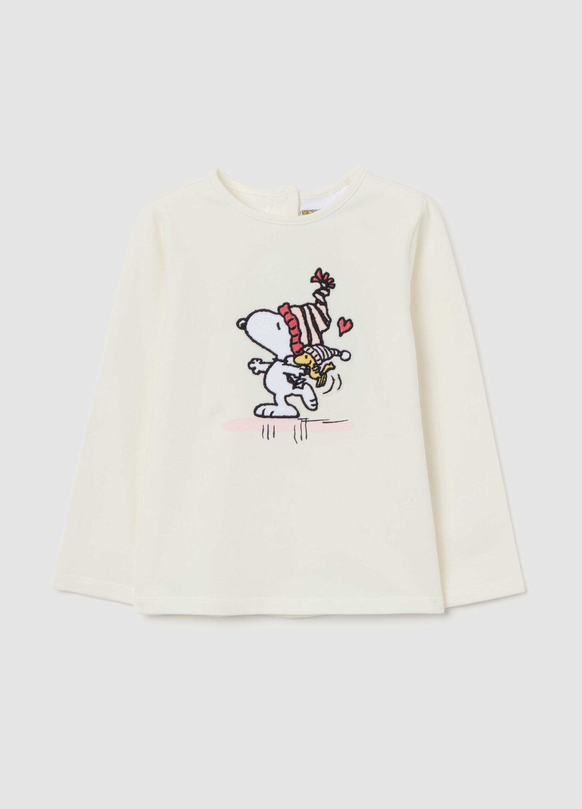 White Long Sleeve T-Shirt with Snoopy
