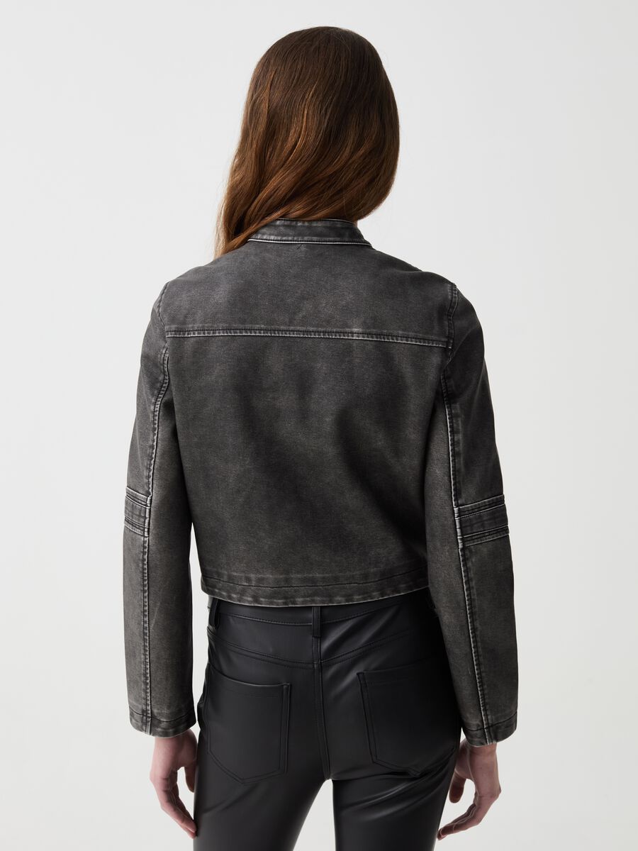 Glossy-effect biker jacket with zip_1
