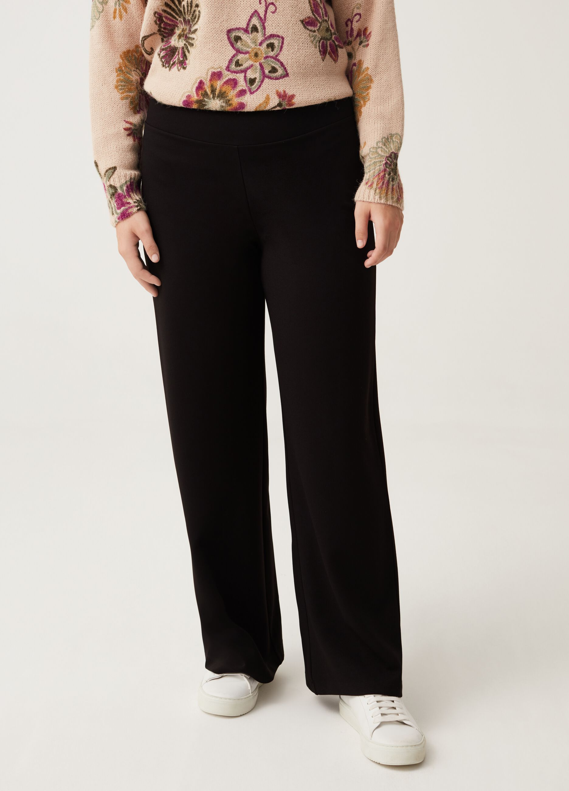 Pantaloni wide leg in jersey Curvy MYA_1