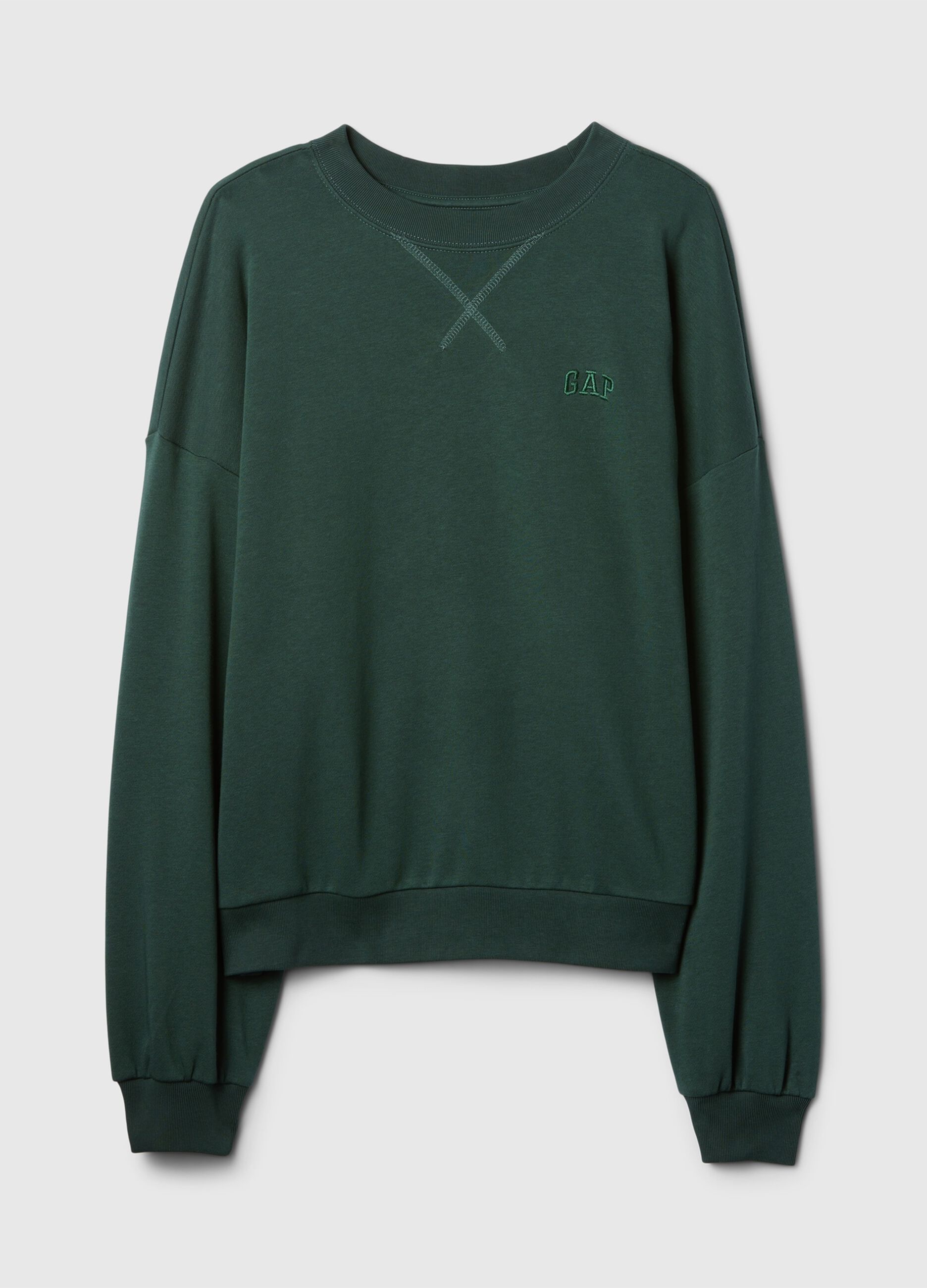 Oversized sweatshirt with round neck and crossover detail