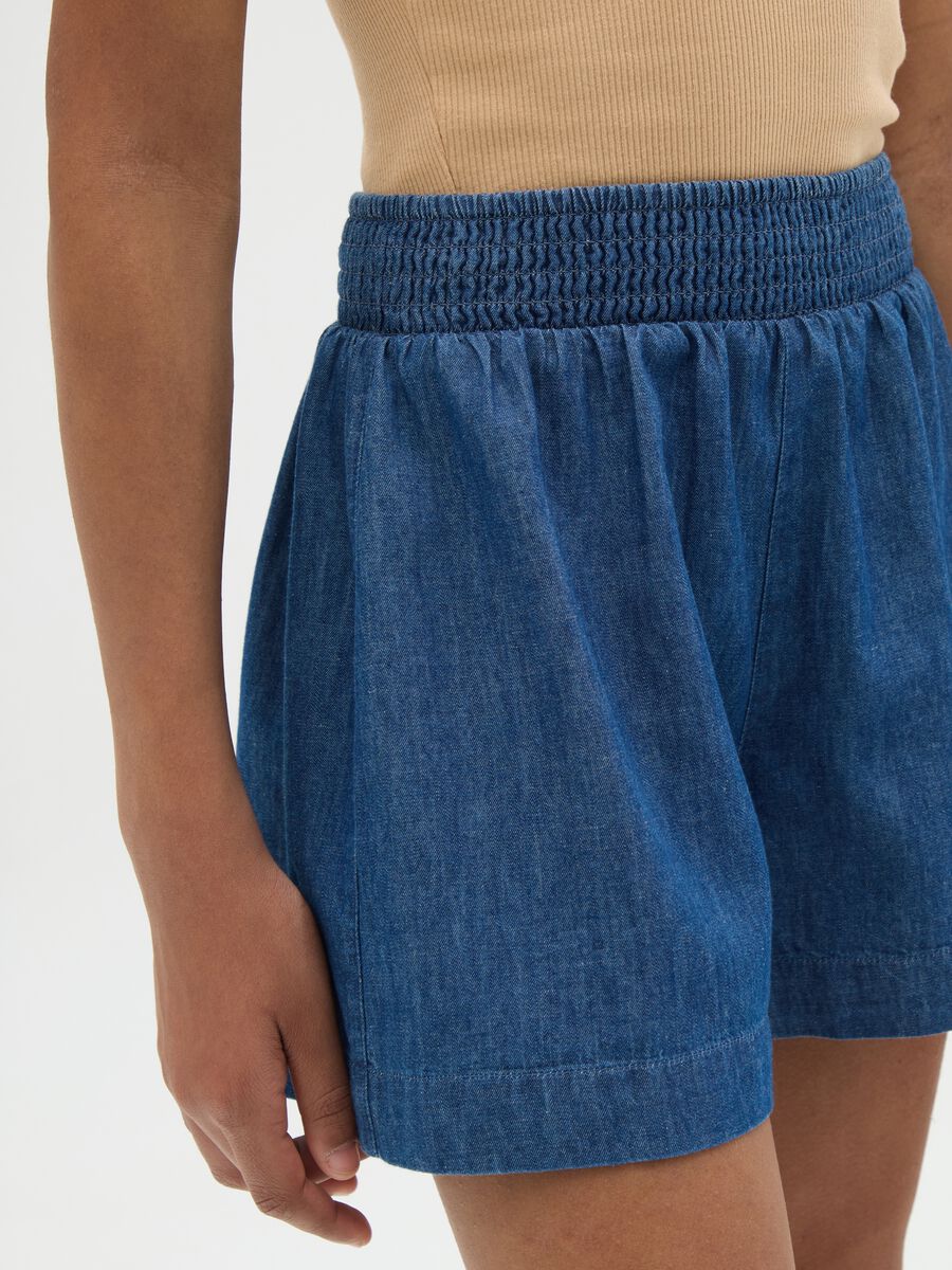 Shorts da ragazze in puro cotone blu regular fit_2