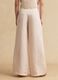 Pink linen-viscose blend wide-leg trousers with side zip fastening_2