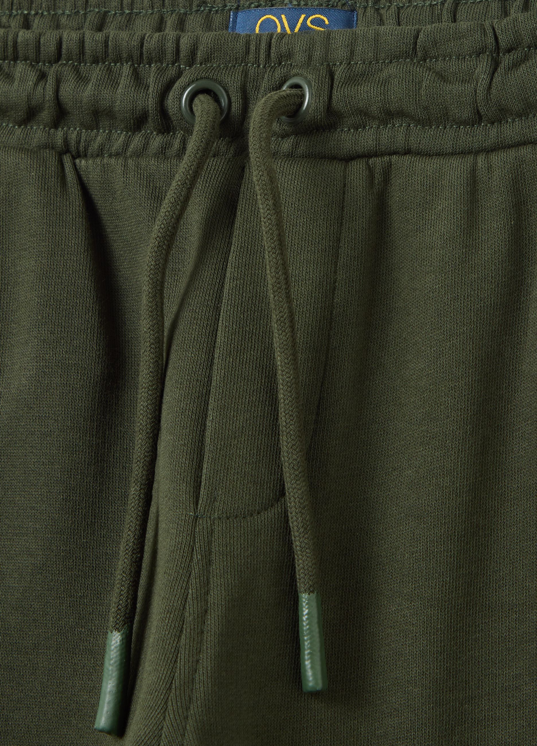Fleece joggers with drawstring and pocket with zip