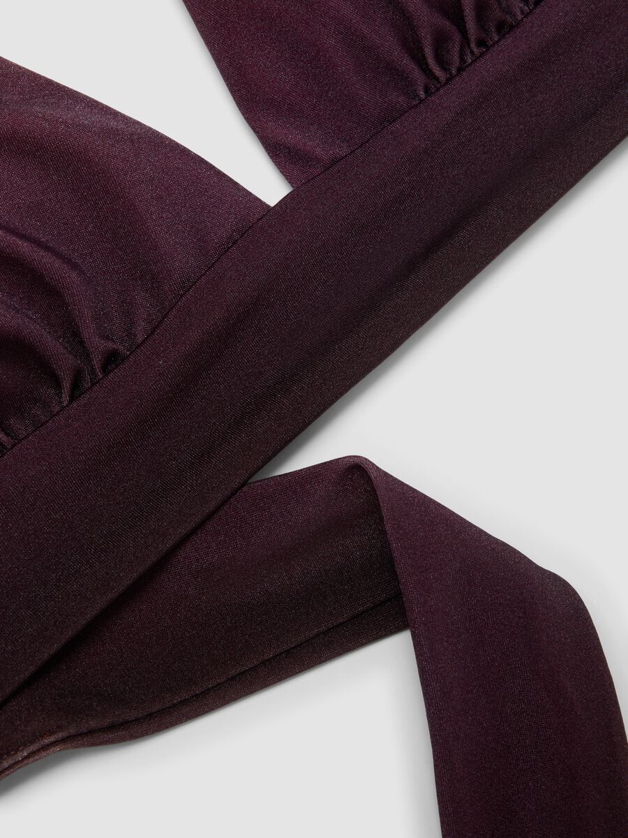 Top bikini in tessuto elasticizzato marrone effetto sfumato_1