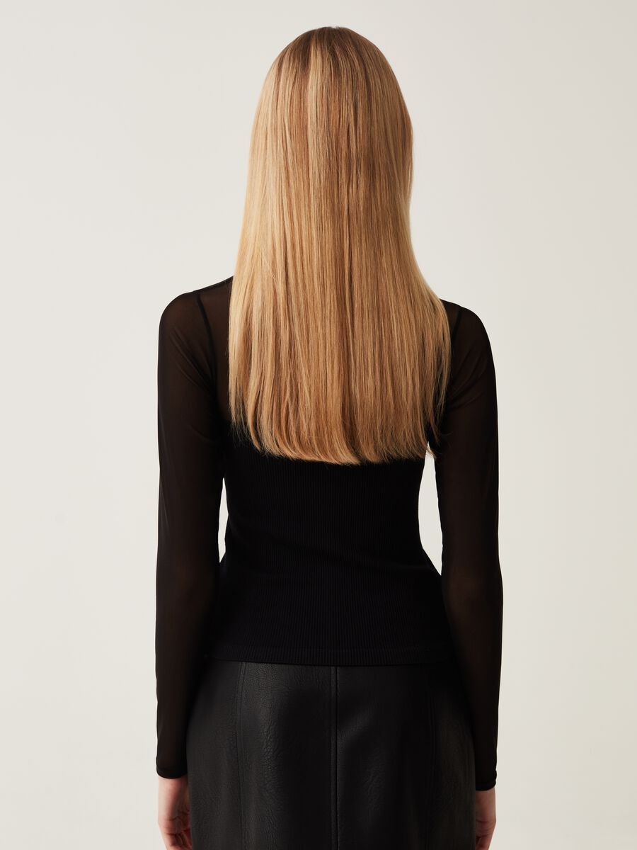 T-shirt a maniche lunghe con inserto in tulle_2
