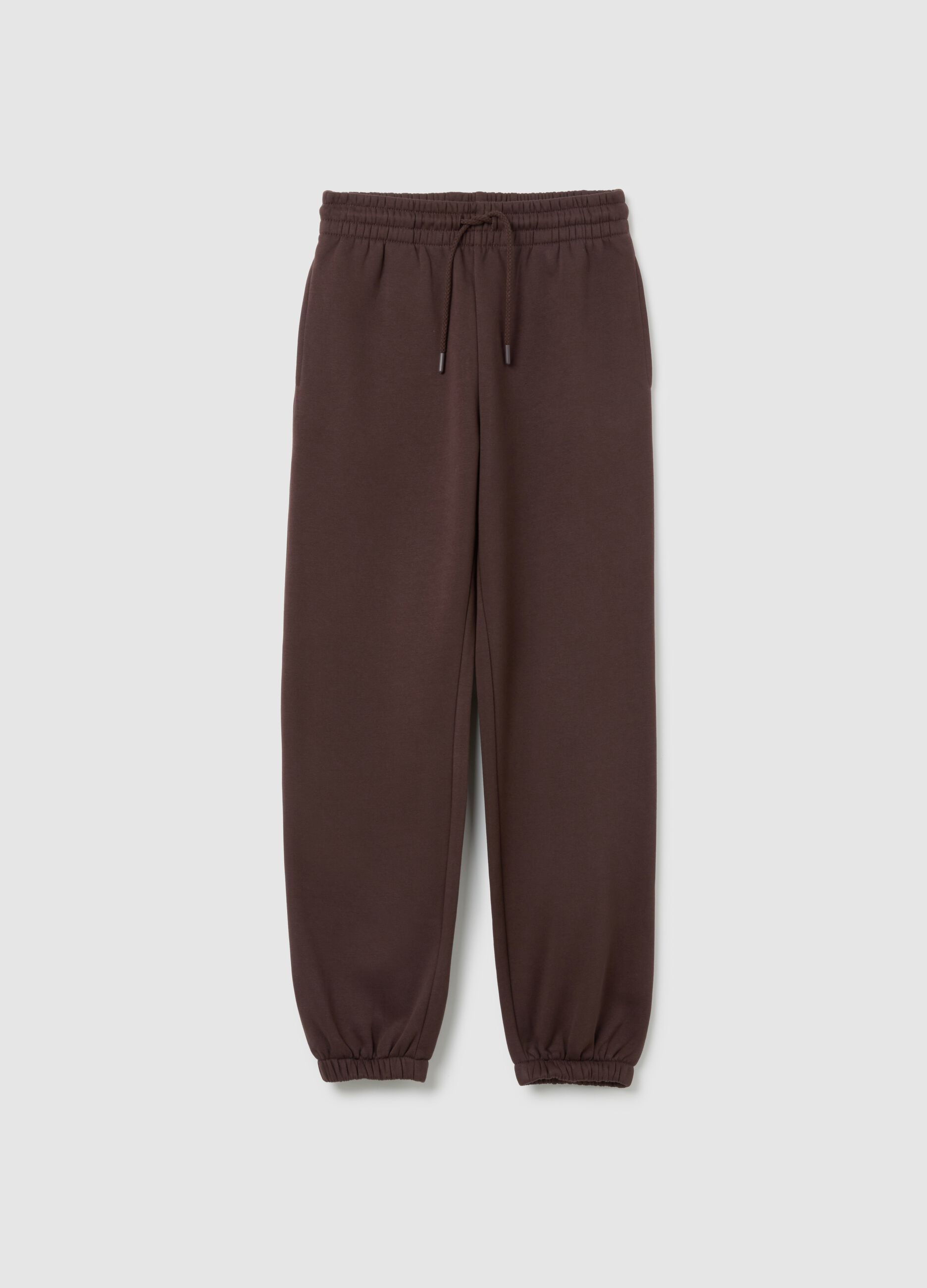 Brown cotton blend trousers with regular fit