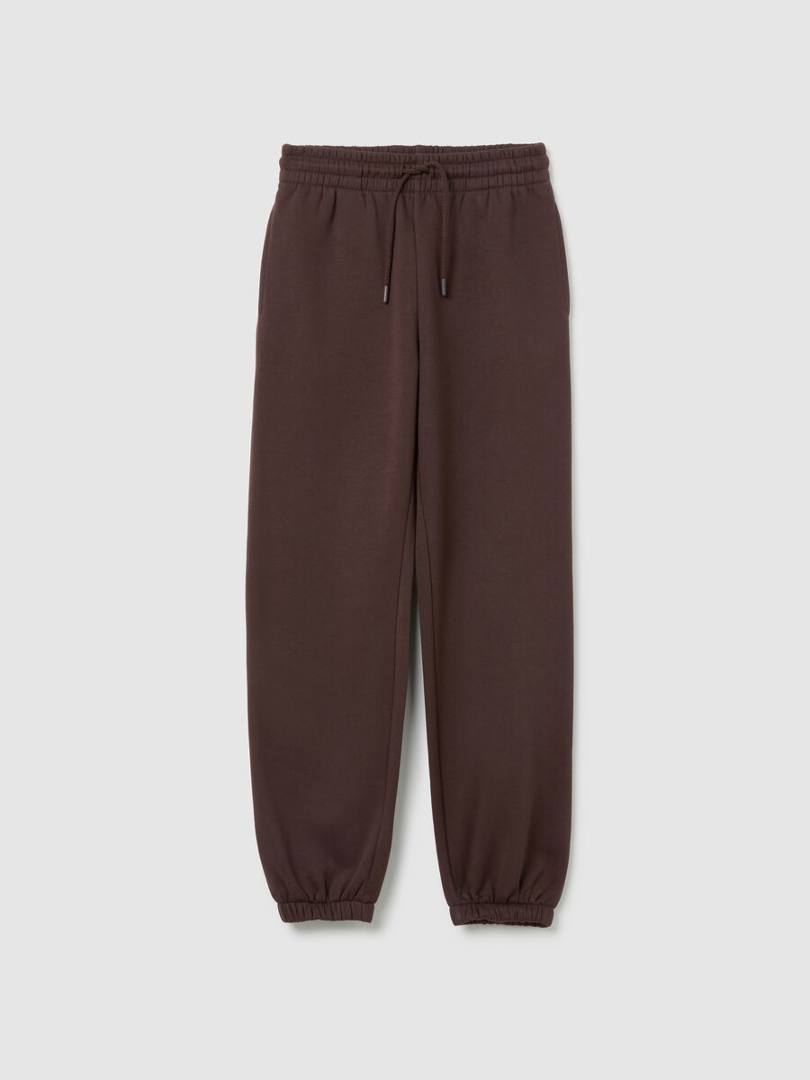 Brown cotton blend trousers with regular fit_4