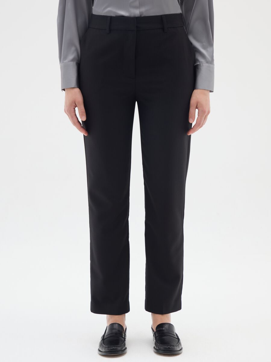 Black Slim Elasticated Trousers_1