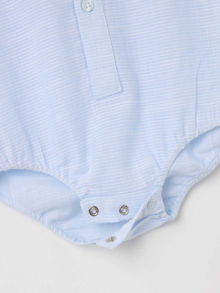 Cotton bodysuit shirt with stripes and pocket_3