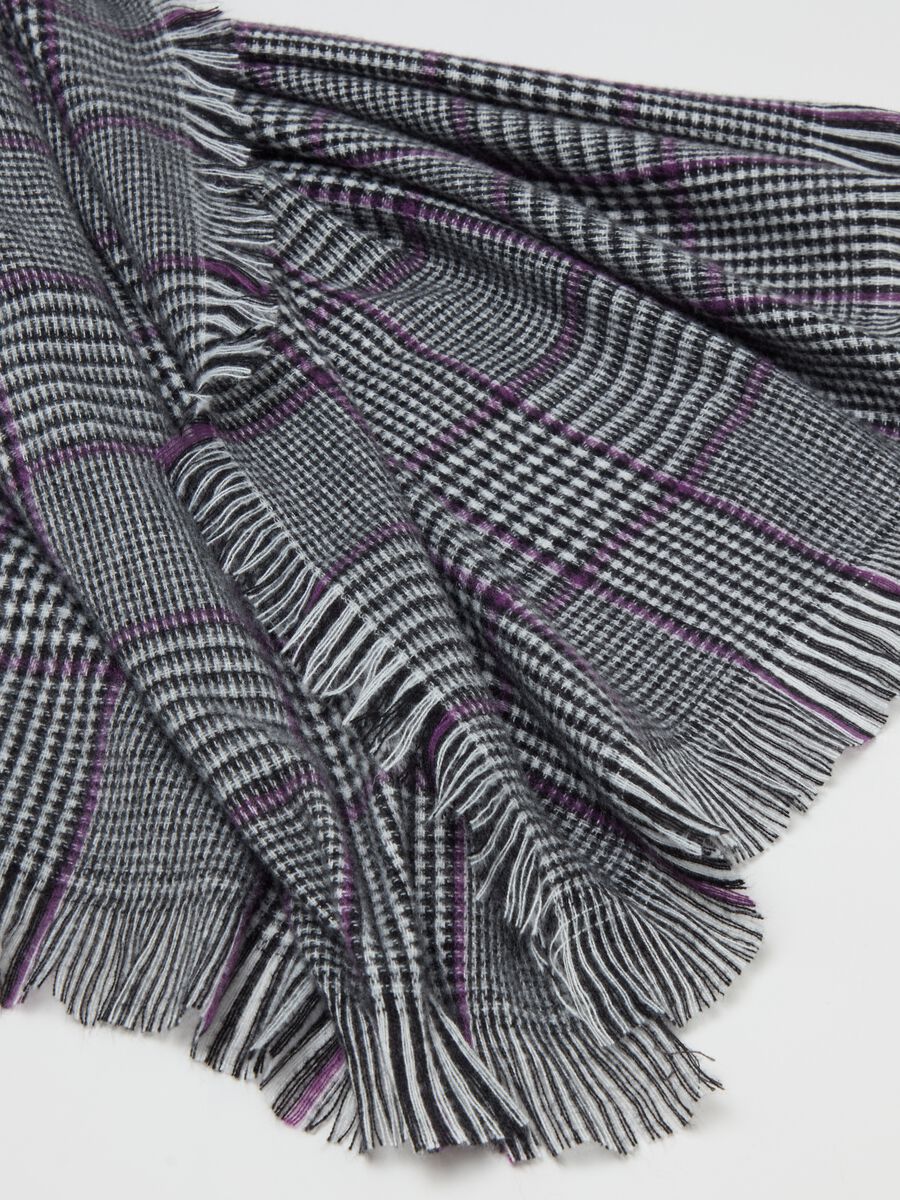 Fringed scarf with Prince of Wales check_2