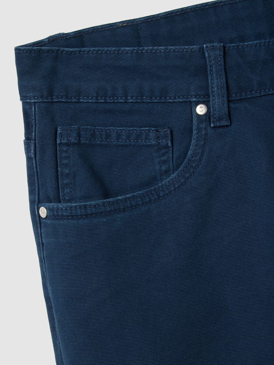 Slim Fit Blue Stretch Cotton Trousers_1