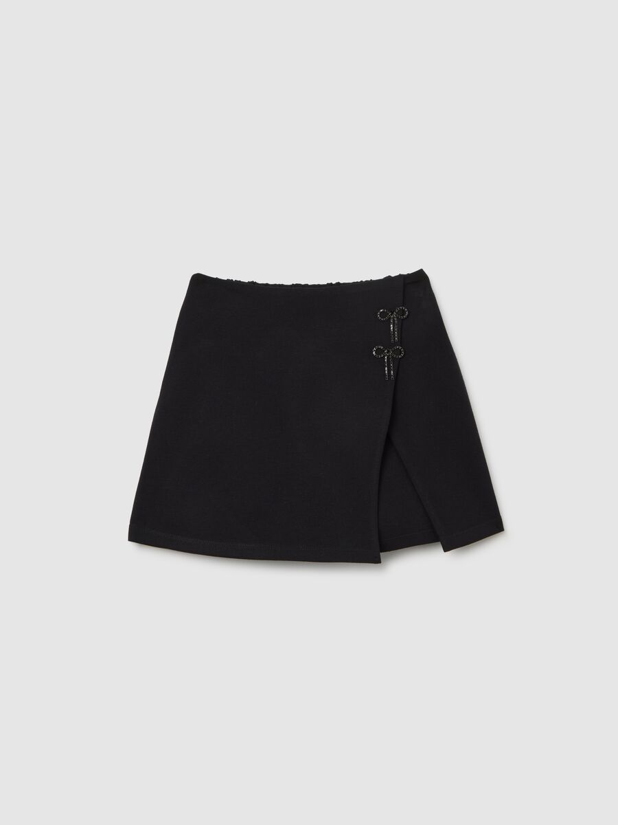 Regular fit girl's black shorts with bow_0