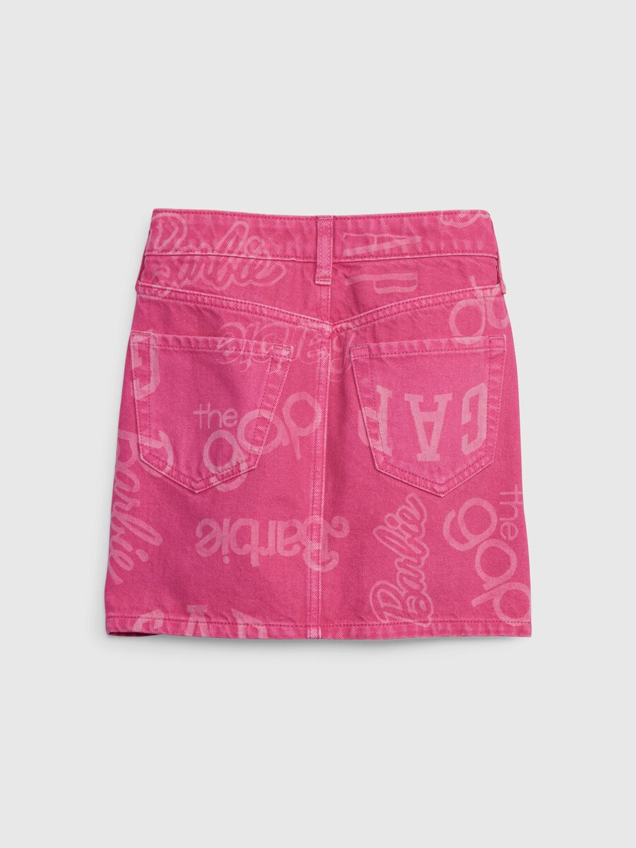 Denim skirt with Barbie™ logo print_1