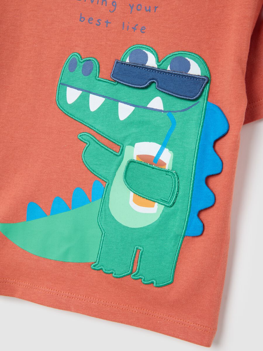 Orange newborn T-shirt in pure cotton regular fit with print_2