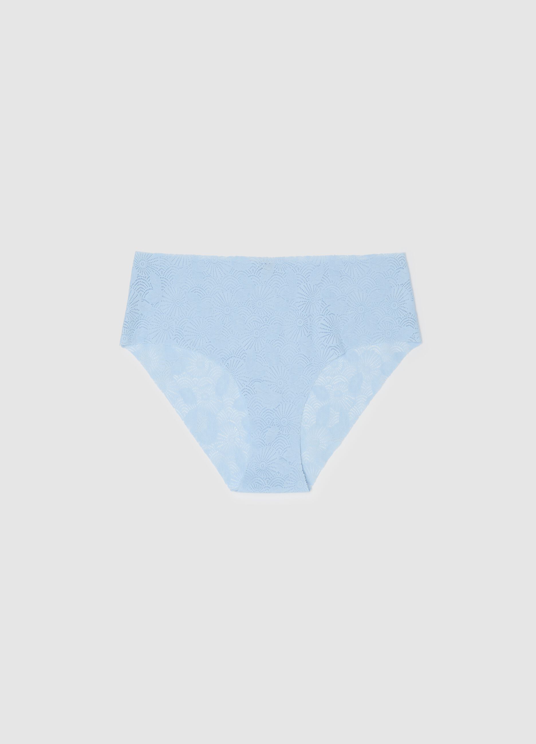 Women's regular fit blue lace knickers