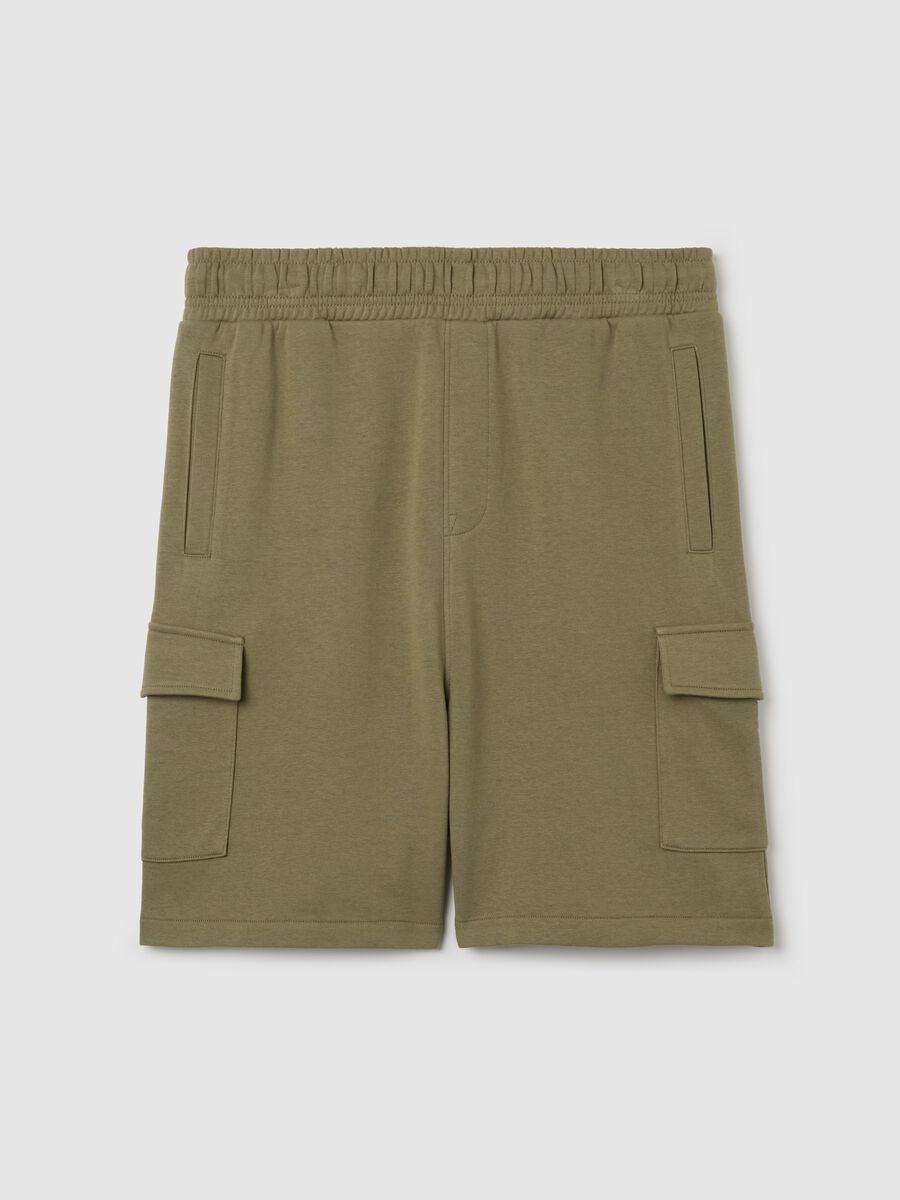 Green relaxed-fit Bermudas in cotton and polyester blend_4