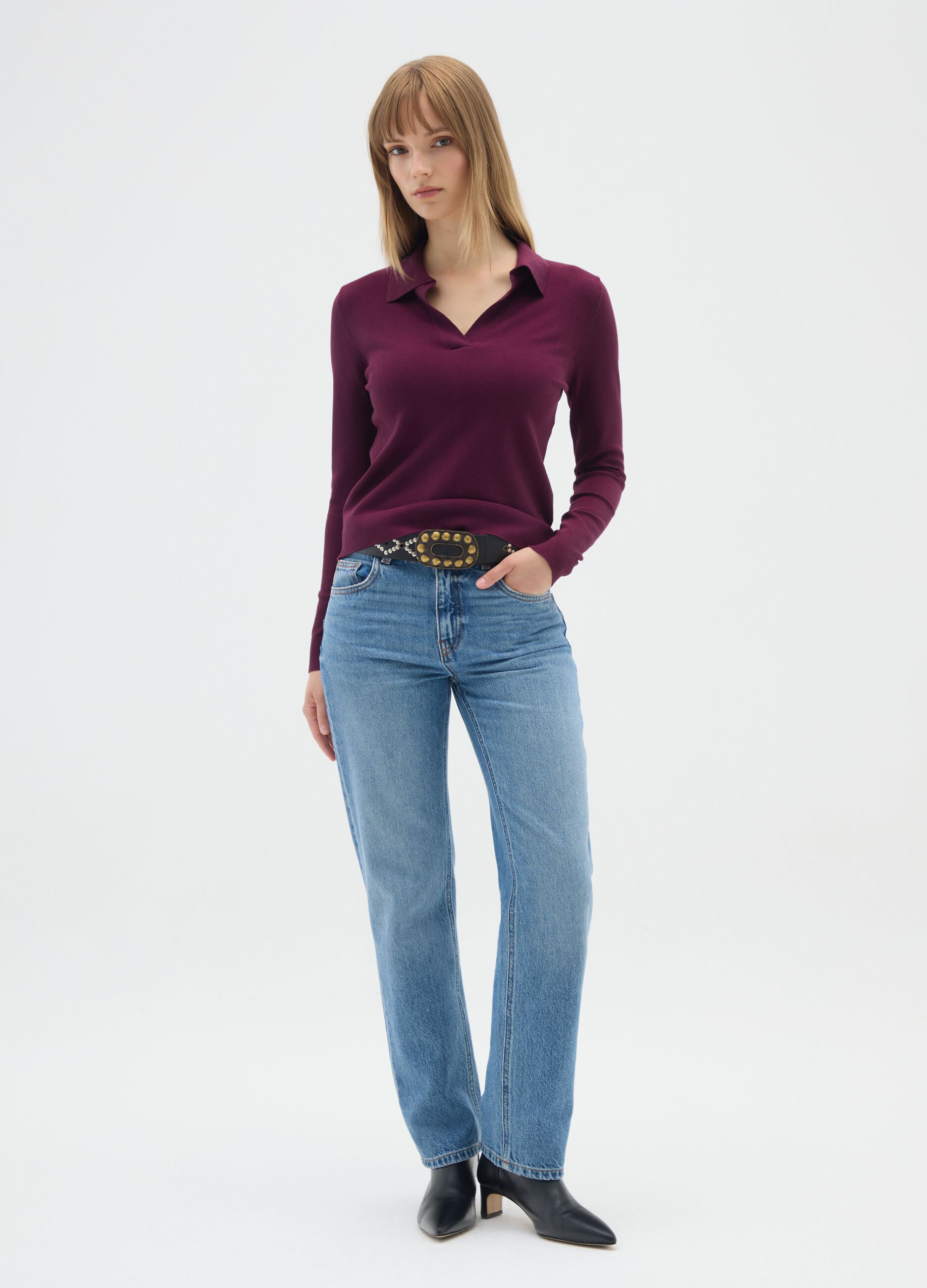 Regular Fit Purple Sweater
